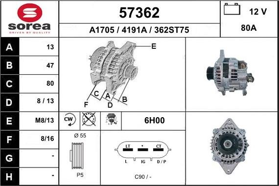 EAI 57362 - Генератор autospares.lv