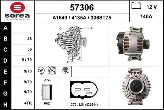 EAI 57306 - Генератор autospares.lv