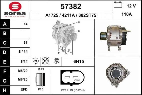 EAI 57382 - Генератор autospares.lv