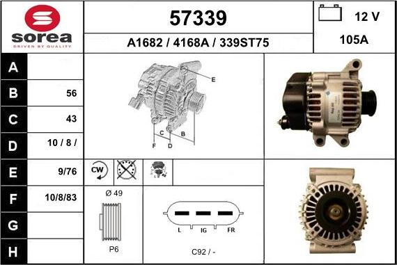 EAI 57339 - Генератор autospares.lv