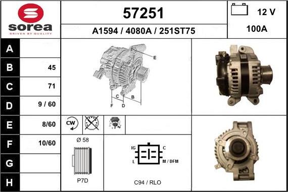 EAI 57251 - Генератор autospares.lv