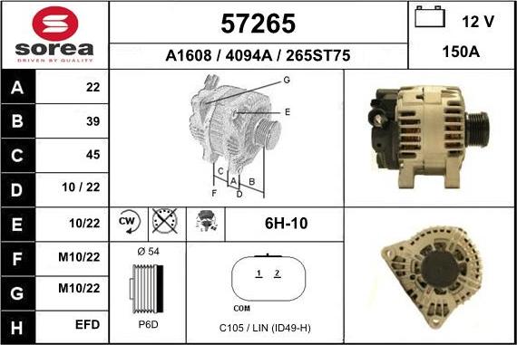 EAI 57265 - Генератор autospares.lv