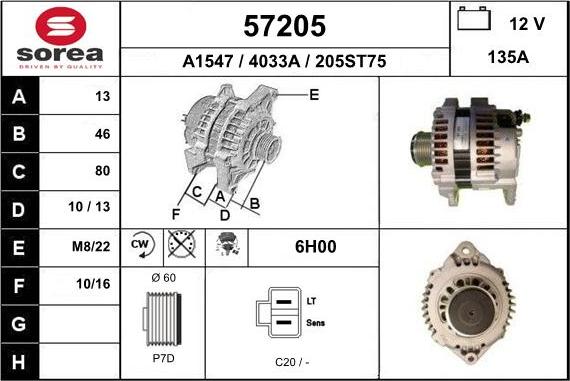 EAI 57205 - Генератор autospares.lv