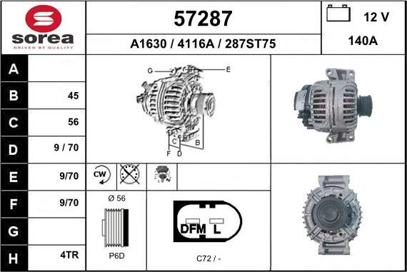 EAI 57287 - Генератор autospares.lv