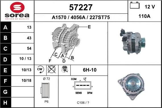 EAI 57227 - Генератор autospares.lv