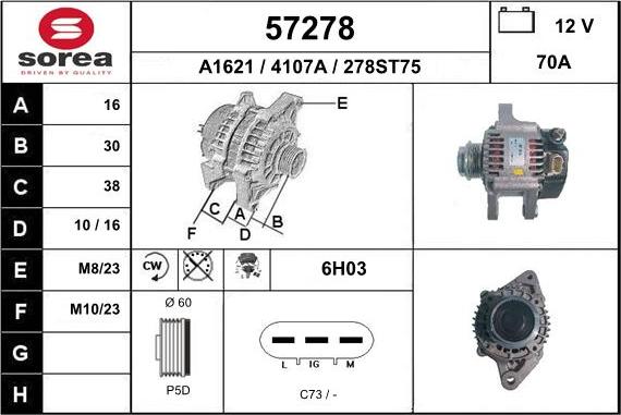 EAI 57278 - Генератор autospares.lv