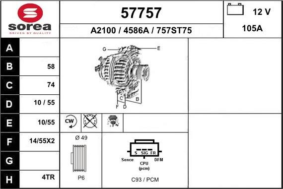 EAI 57757 - Генератор autospares.lv