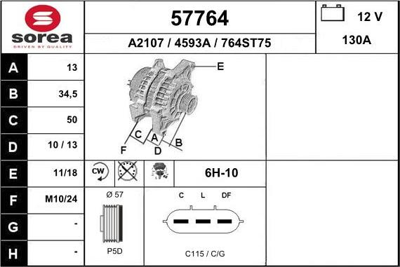 EAI 57764 - Генератор autospares.lv