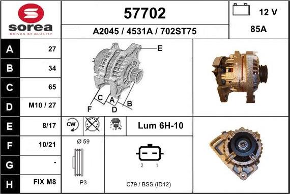 EAI 57702 - Генератор autospares.lv