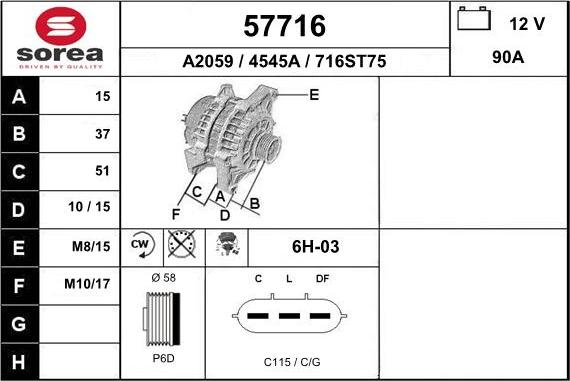 EAI 57716 - Генератор autospares.lv