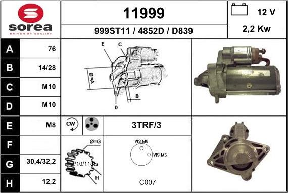 EAI 11999 - Стартер autospares.lv