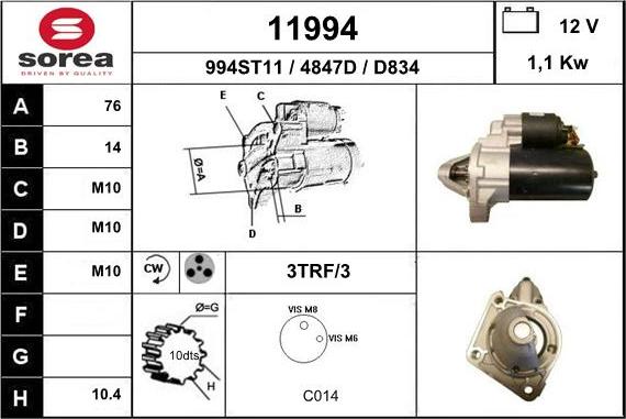 EAI 11994 - Стартер autospares.lv