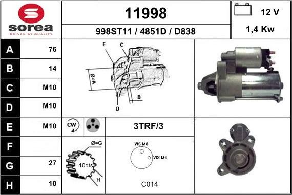 EAI 11998 - Стартер autospares.lv