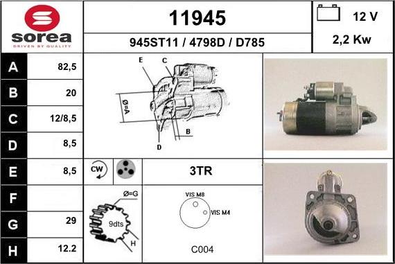 EAI 11945 - Стартер autospares.lv