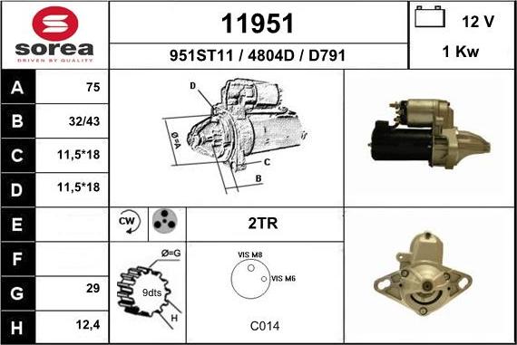 EAI 11951 - Стартер autospares.lv