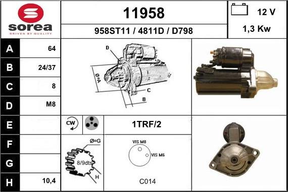 EAI 11958 - Стартер autospares.lv