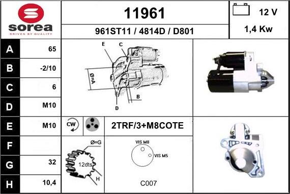 EAI 11961 - Стартер autospares.lv