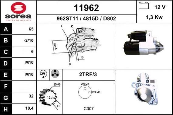 EAI 11962 - Стартер autospares.lv