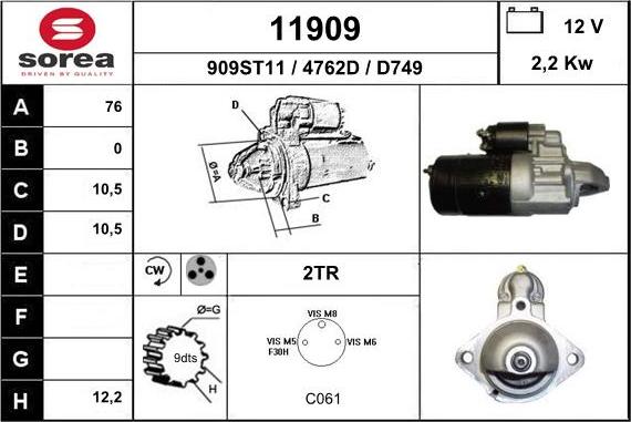 EAI 11909 - Стартер autospares.lv