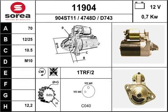 EAI 11904 - Стартер autospares.lv