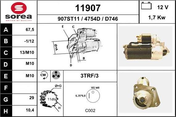 EAI 11907 - Стартер autospares.lv