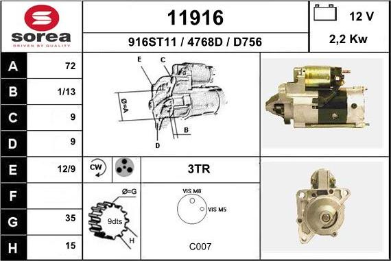 EAI 11916 - Стартер autospares.lv