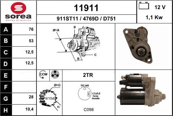 EAI 11911 - Стартер autospares.lv