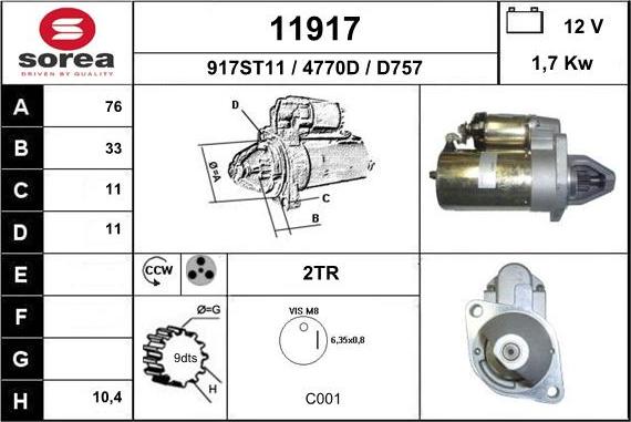 EAI 11917 - Стартер autospares.lv