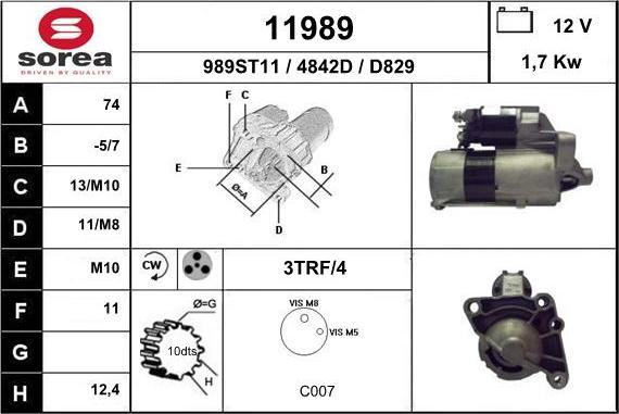 EAI 11989 - Стартер autospares.lv