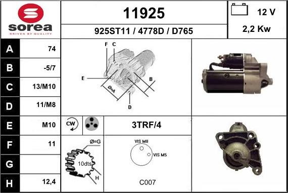 EAI 11925 - Стартер autospares.lv