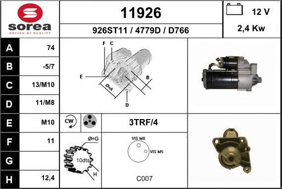 EAI 11926 - Стартер autospares.lv