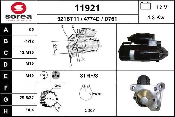 EAI 11921 - Стартер autospares.lv