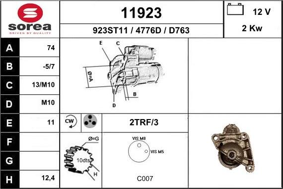 EAI 11923 - Стартер autospares.lv