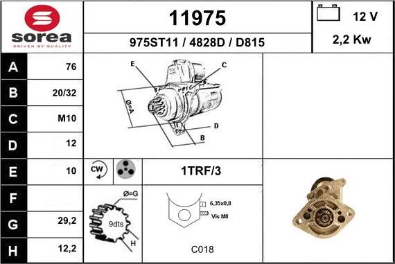 EAI 11975 - Стартер autospares.lv