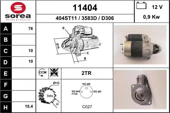 EAI 11404 - Стартер autospares.lv