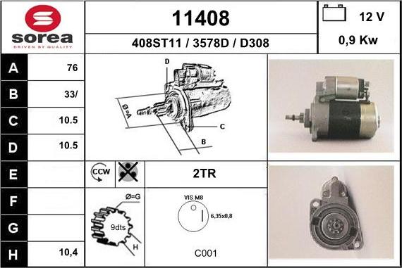 EAI 11408 - Стартер autospares.lv