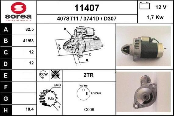 EAI 11407 - Стартер autospares.lv