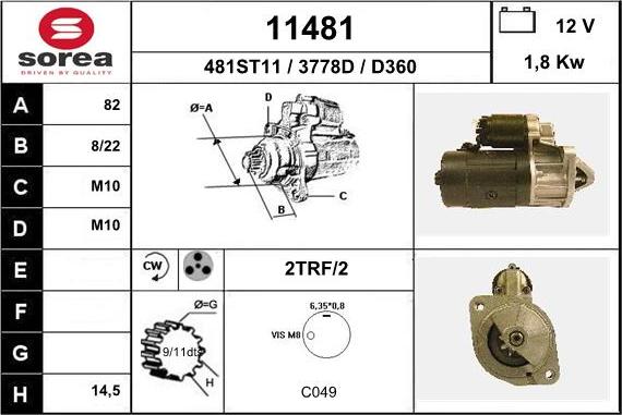 EAI 11481 - Стартер autospares.lv