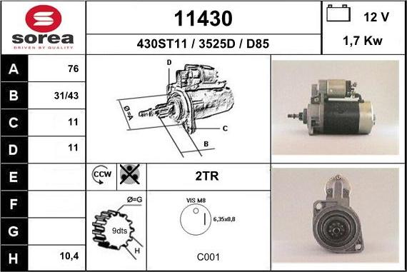 EAI 11430 - Стартер autospares.lv