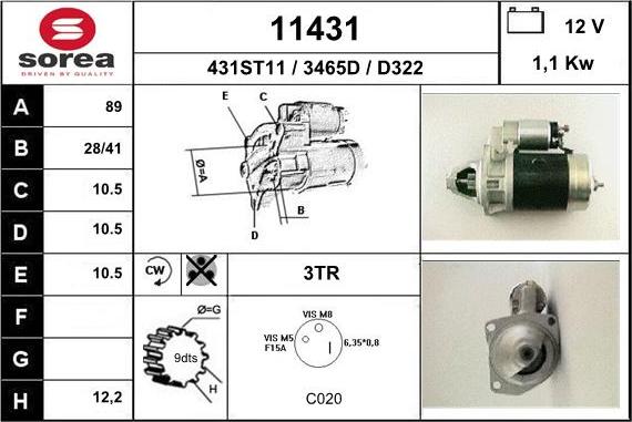 EAI 11431 - Стартер autospares.lv