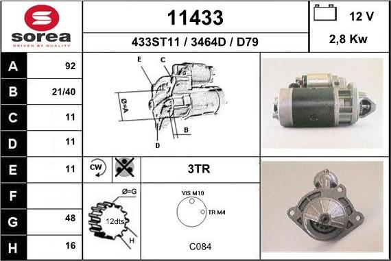 EAI 11433 - Стартер autospares.lv