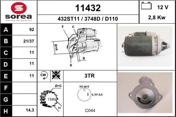 EAI 11432 - Стартер autospares.lv