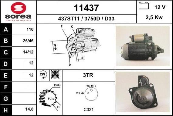 EAI 11437 - Стартер autospares.lv