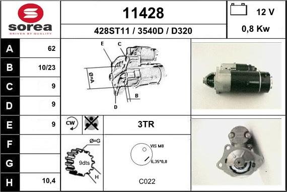 EAI 11428 - Стартер autospares.lv