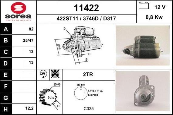 EAI 11422 - Стартер autospares.lv