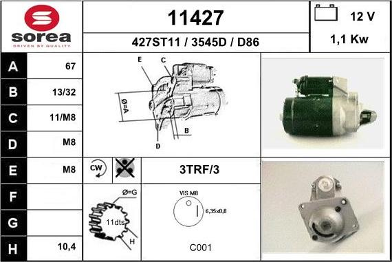 EAI 11427 - Стартер autospares.lv