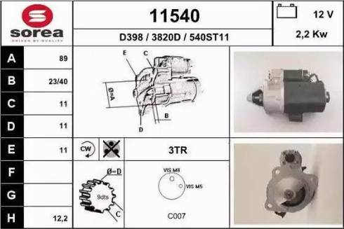 EAI 11540 - Стартер autospares.lv