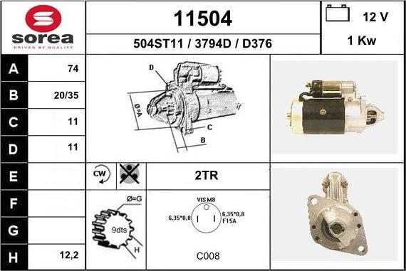 EAI 11504 - Стартер autospares.lv