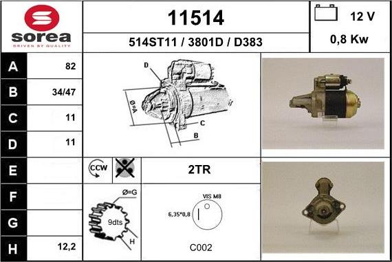 EAI 11514 - Стартер autospares.lv