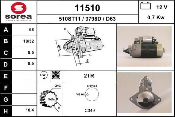 EAI 11510 - Стартер autospares.lv